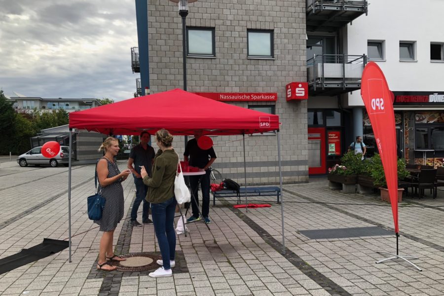 Stand zur Schulstartaktion 2019 an der Hochheimer Malzfabrik